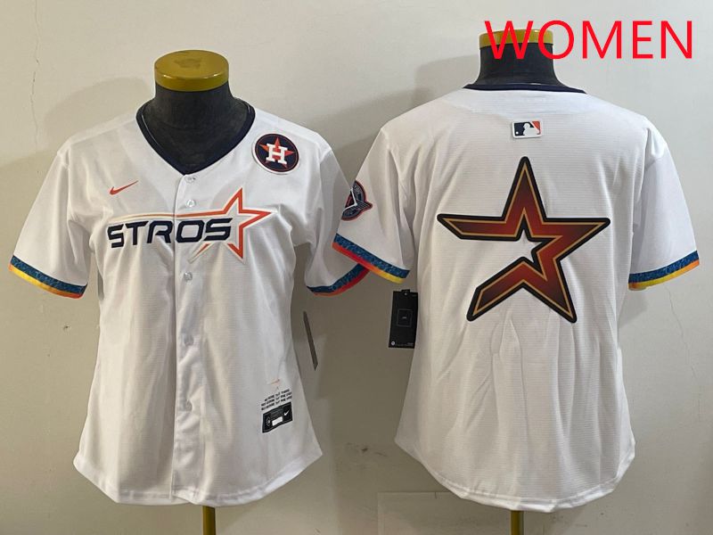 Women Houston Astros Blank White Fourth generation Joint Name 2025 Nike MLB Jersey style 11->women mlb jersey->Women Jersey